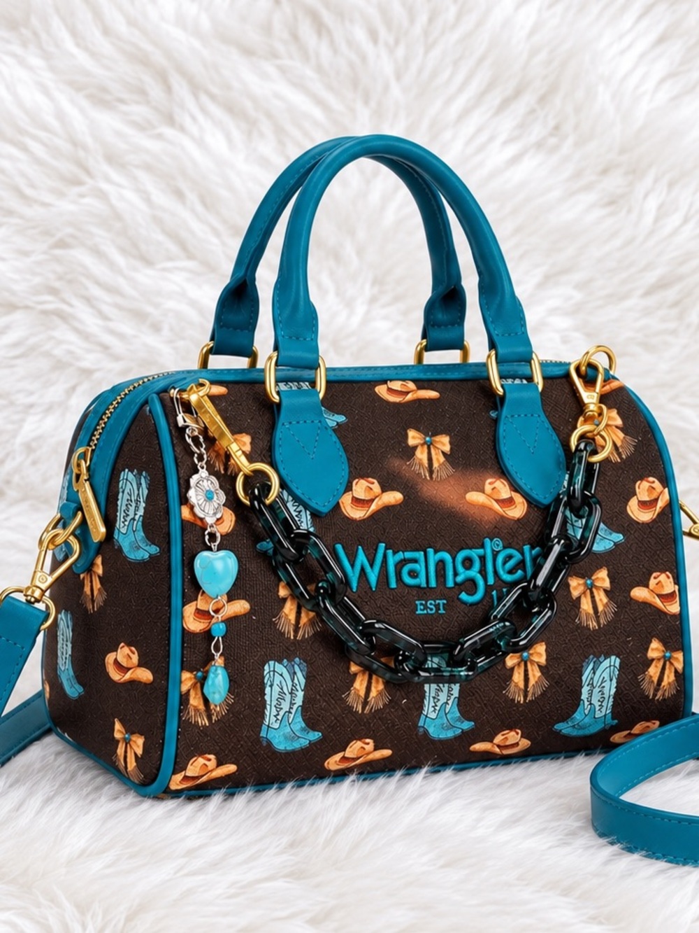 NWT Wrangler Western Print Satchel Handbag – Teal